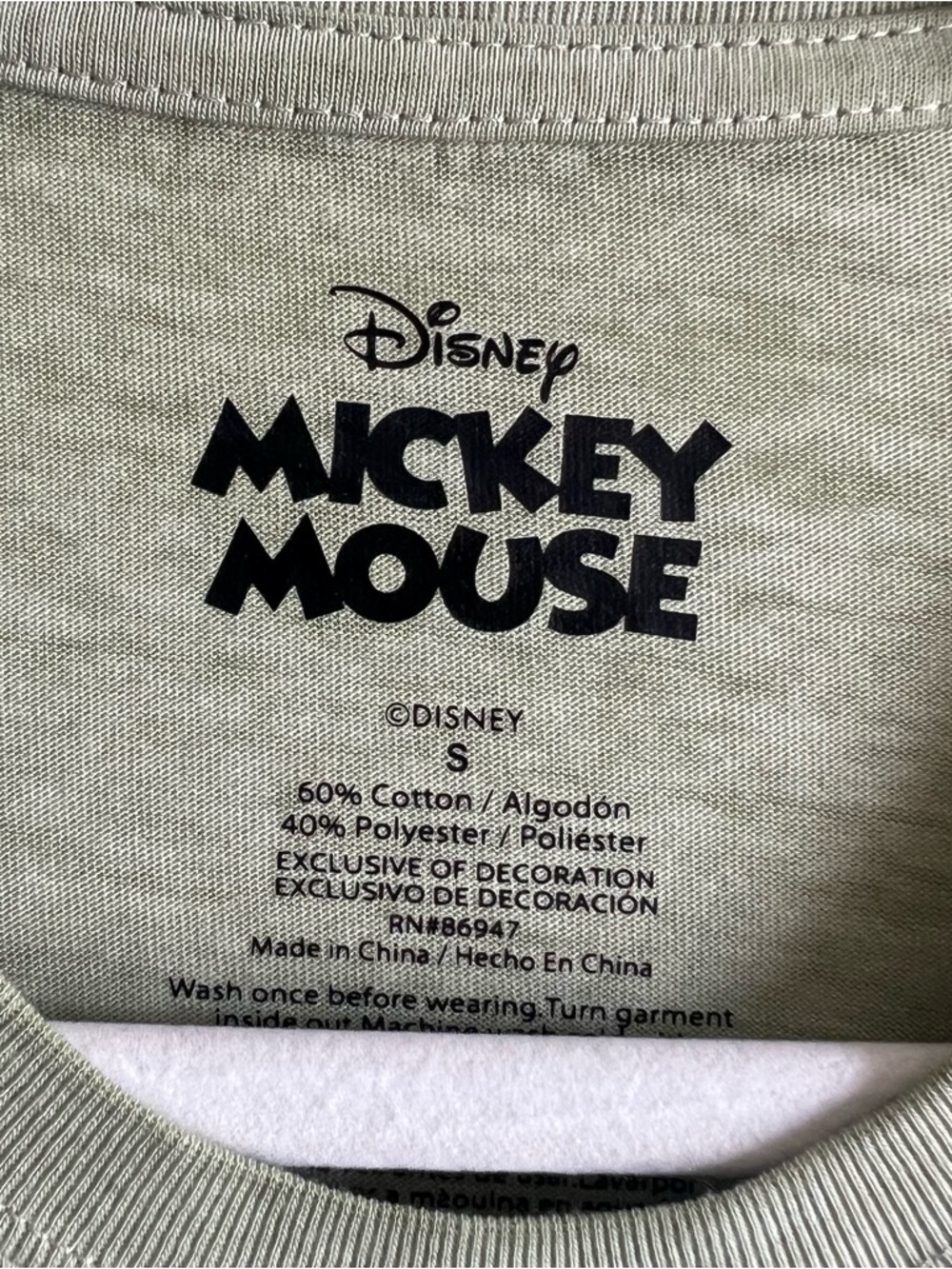 Disney Mickey Mouse Logo Flower Embroidered Tee Sage Green Size S NWT - Picture 5 of 12
